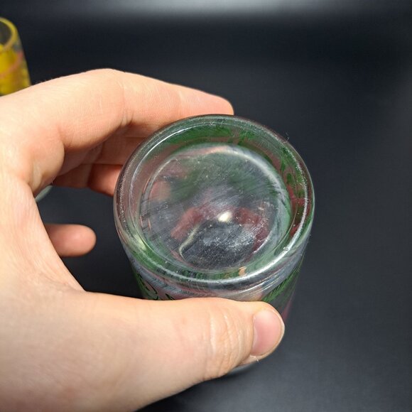 Peanut Butter Rose Floral Drinking Glass Tumbler Pink Green Vintage - Picture 7 of 8